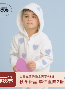 gelato pique25秋冬新品儿童爱心提花拉链连帽开衫PKNT254436