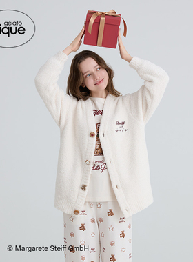 gelato pique25秋冬新品男女睡衣半边绒Steiff熊开衫PUNT255037