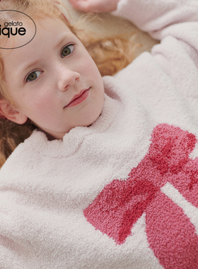 gelato pique秋冬儿童睡衣半边绒蝴蝶结套头衫PKNT245469