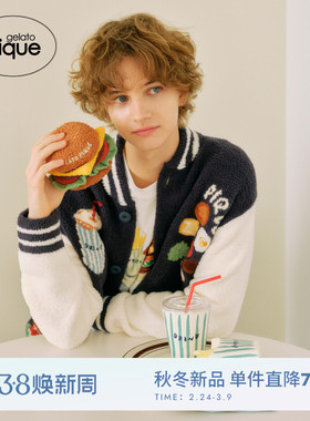 gelato pique25秋冬新品男女同款睡衣半边绒汉堡外套PHNT255935