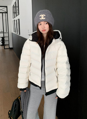 小龙家Fan Jiesi新款90白鸭绒白色羽绒服冬季女韩版连帽保暖显瘦