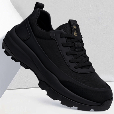 男鞋2026春季新款黑色厚底防滑轻便透气运动百搭潮流男士休闲鞋子