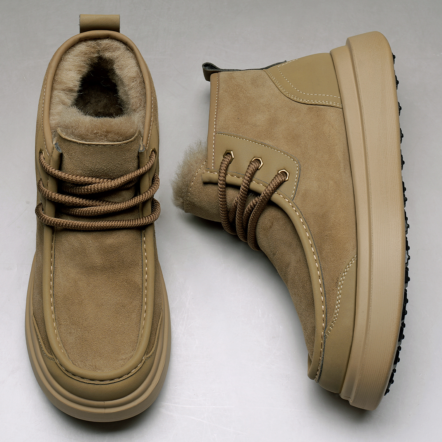 男士雪地靴冬季加绒保暖厚底防滑东北防寒皮毛一体羊毛大棉鞋子男