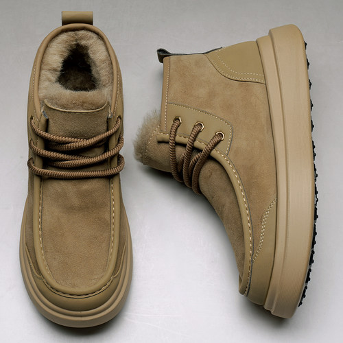 男士雪地靴冬季加绒保暖厚底防滑东北防寒皮毛一体羊毛大棉鞋子男