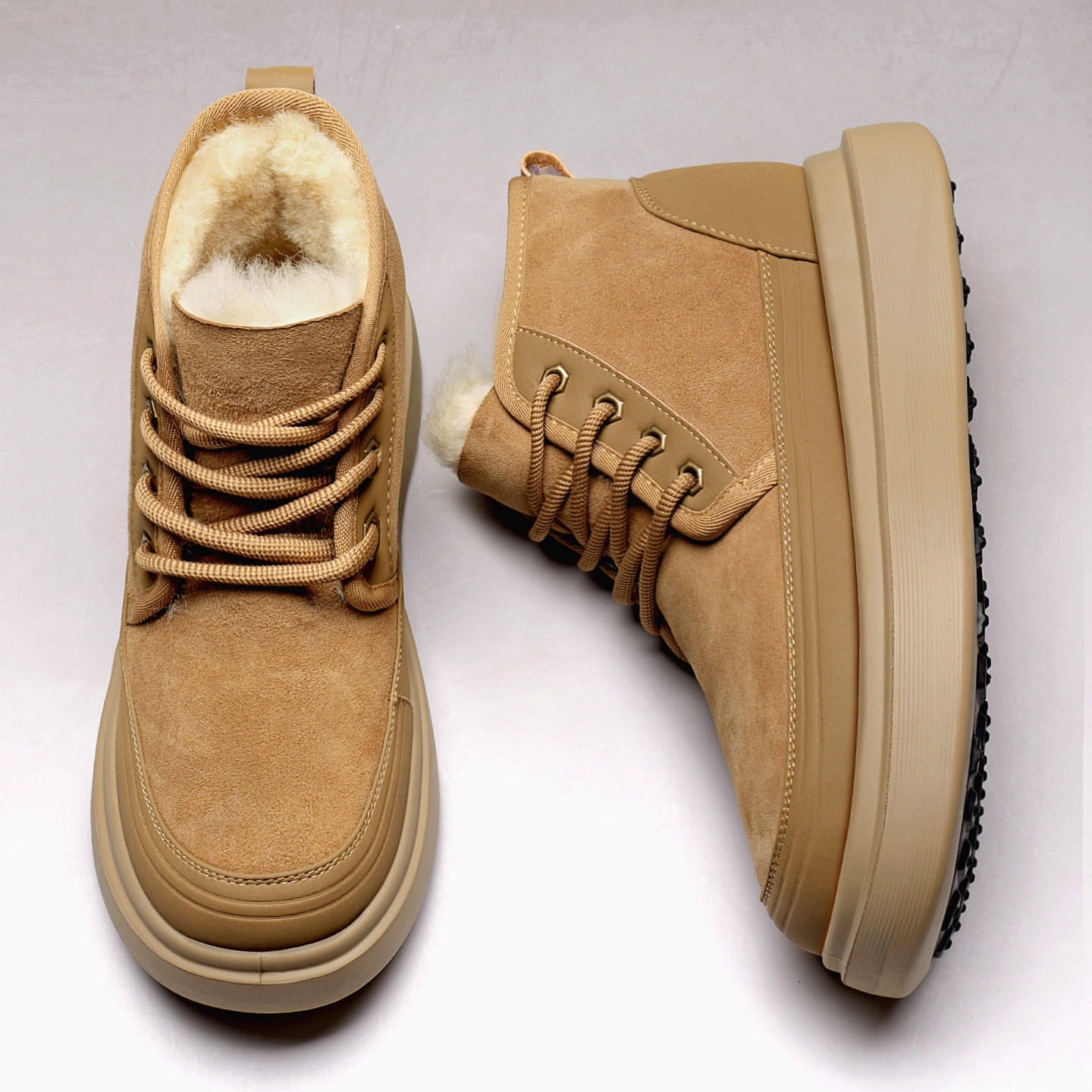 雪地靴男冬季新款加绒保暖休闲厚底防滑男士羊毛高帮皮毛一体棉鞋,流行男鞋,时尚雪地靴,淘宝优惠券,粉丝福利购,淘宝优惠卷