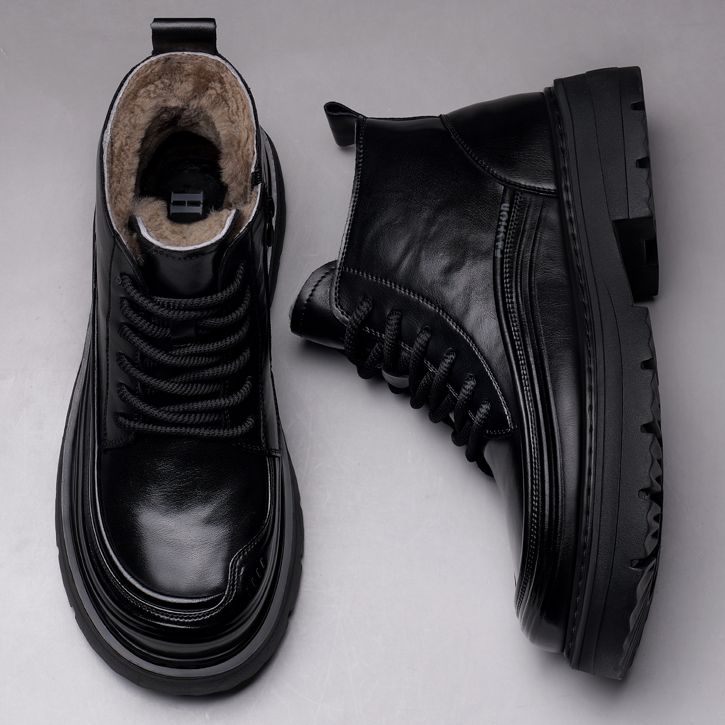 棉鞋男冬季皮毛一体加厚绒保暖休闲男士防滑厚底高帮羊毛雪地靴子