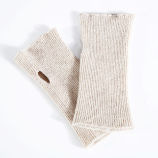 秋冬季防寒非羊毛针织毛线纯羊绒保暖学生可做护腕女款半指手套