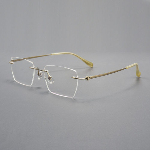 丹阳配镜商务无框纯钛方形眼镜康耐特镜片防蓝光近视散光渐进定制