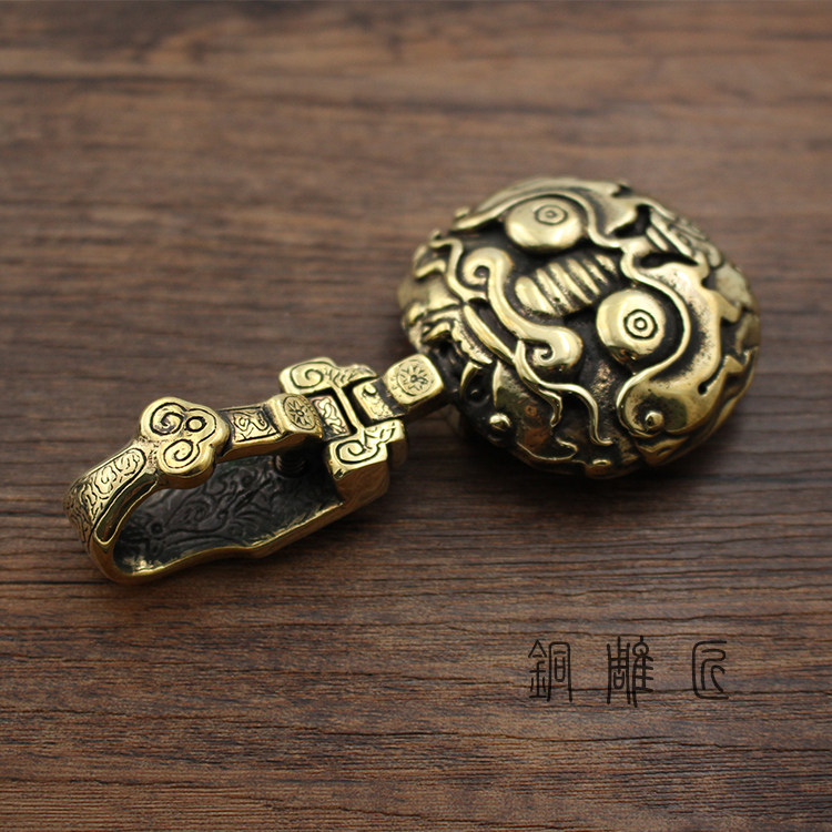 纯铜龙头黄铜祥云钥匙扣新款生肖皮个性腰带扣创意礼品皮带钥匙扣