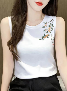 2025年夏季新款纯棉吊带背心无袖内搭宽松显瘦文艺百搭白色女上衣