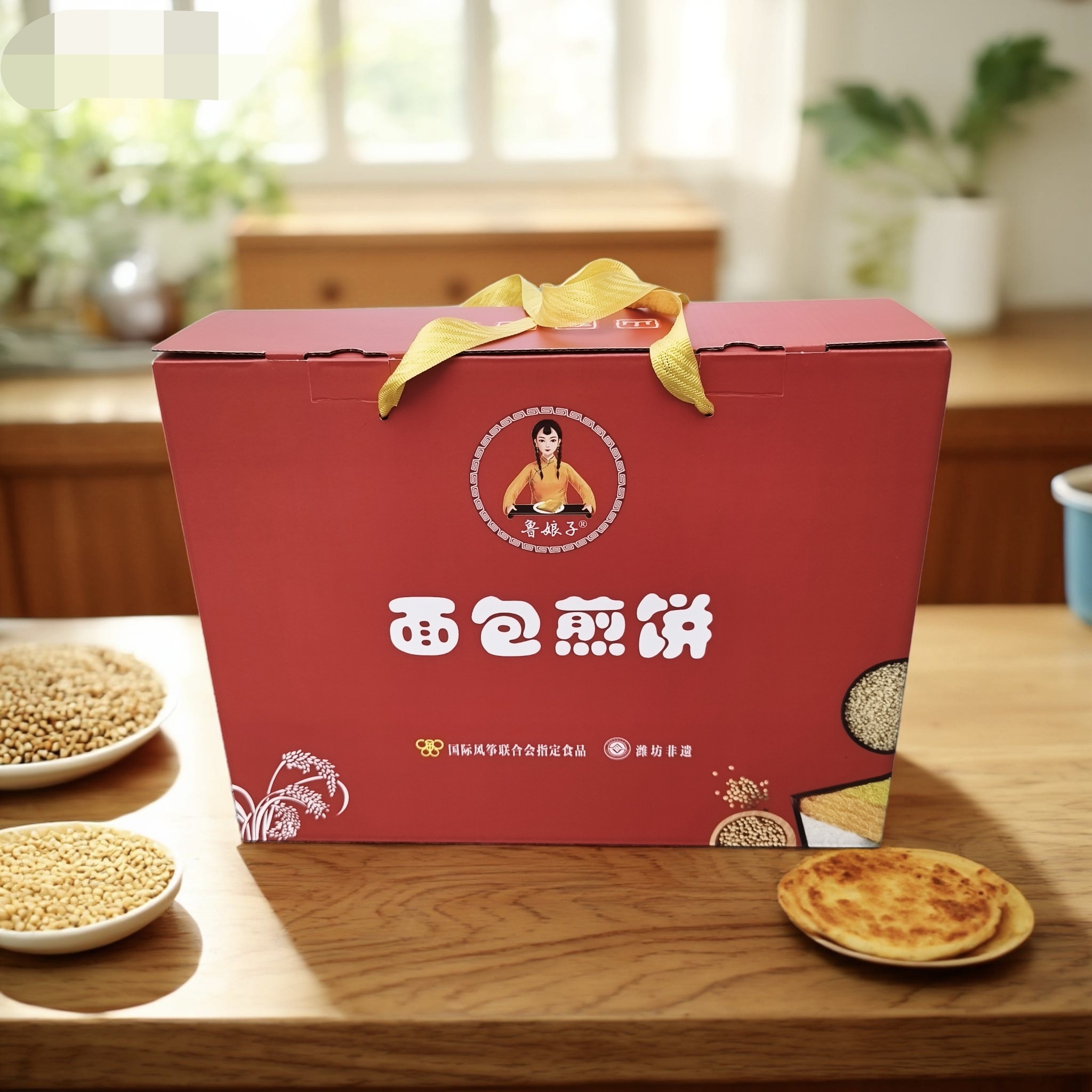 潍坊鲁娘子面包煎饼100克*12袋礼盒装鲁娘子煎饼鲁娘子零食煎饼