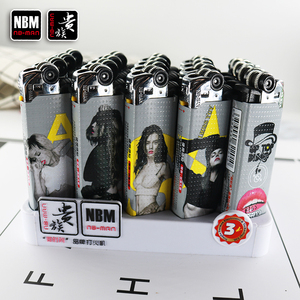 新款搓轮静音贵族摩登女郎可充气火石滑轮砂轮塑料明火打火机