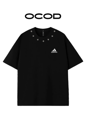 Adidas阿迪达斯浔衍黑色短袖T恤男夏季宽松设计感圆领运动上衣
