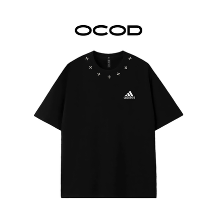 Adidas阿迪达斯浔衍黑色短袖T恤男夏季宽松设计感圆领运动上衣