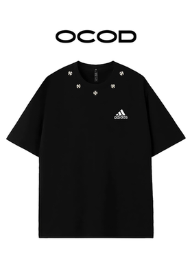 adidas/阿迪达斯路西法黑弥撒环颈星丛美式高街印花T恤男女同款