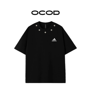 adidas/阿迪达斯路西法黑弥撒环颈星丛美式高街印花T恤男女同款
