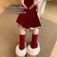 爆款 本命年红袜子女礼物冬款 纯棉纱线中筒2026马年新款 新年堆堆袜