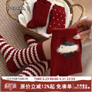 冬季 爆款 加厚绒保暖圣诞堆堆长袜 羊毛2026新款 本命年红色袜子女款