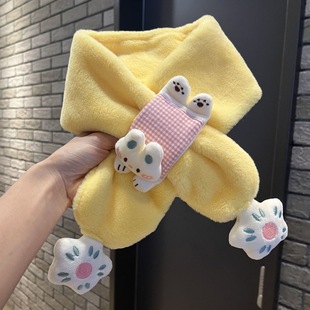 超萌可爱小兔子儿童毛毛围巾秋冬新款 男女宝宝交叉毛绒保暖围脖