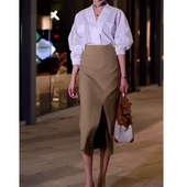 今年流行特惠9636大爱美依缘2025夏季 卡其色 V领衬衫 新款 白色长袖