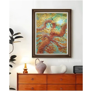 饰画挂画 原创手绘油画福荫客厅书房背景墙玄关风景装