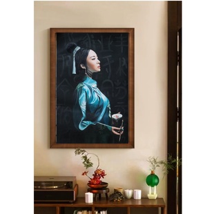 古典高级感手工绘油彩画人物画 中式