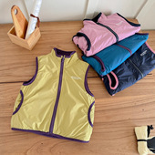 新款 儿童马甲秋冬夹棉保暖男童女童户外防水马夹宝宝抓绒背心