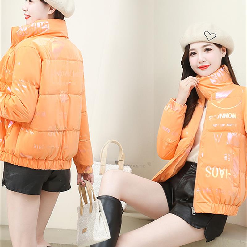 时尚休闲短款棉服女2025秋冬款洋气减龄港风时髦个性印花棉衣外套