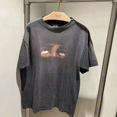 Saint Michael 23SS Tee 眼睛图案印花上衣男宽松短袖女夏季潮T恤