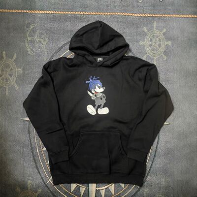 Revenge Xxxtentacion 同款发型恶搞米老鼠印花加绒连帽卫衣