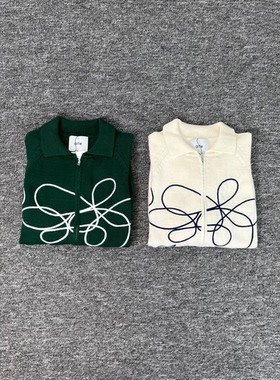 现货Arte Cardigan Flower round knit 花卉拉链开衫毛衣