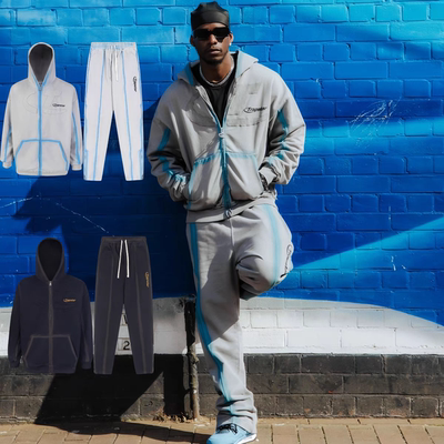 正确版TRAPSTAR贴布绣拉链开衫卫衣套装重工喷绘美式街头潮流帽衫