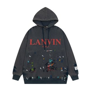 Gallery dept泼墨联名秋冬新款水洗做旧宽松男女长袖毛圈连帽卫衣