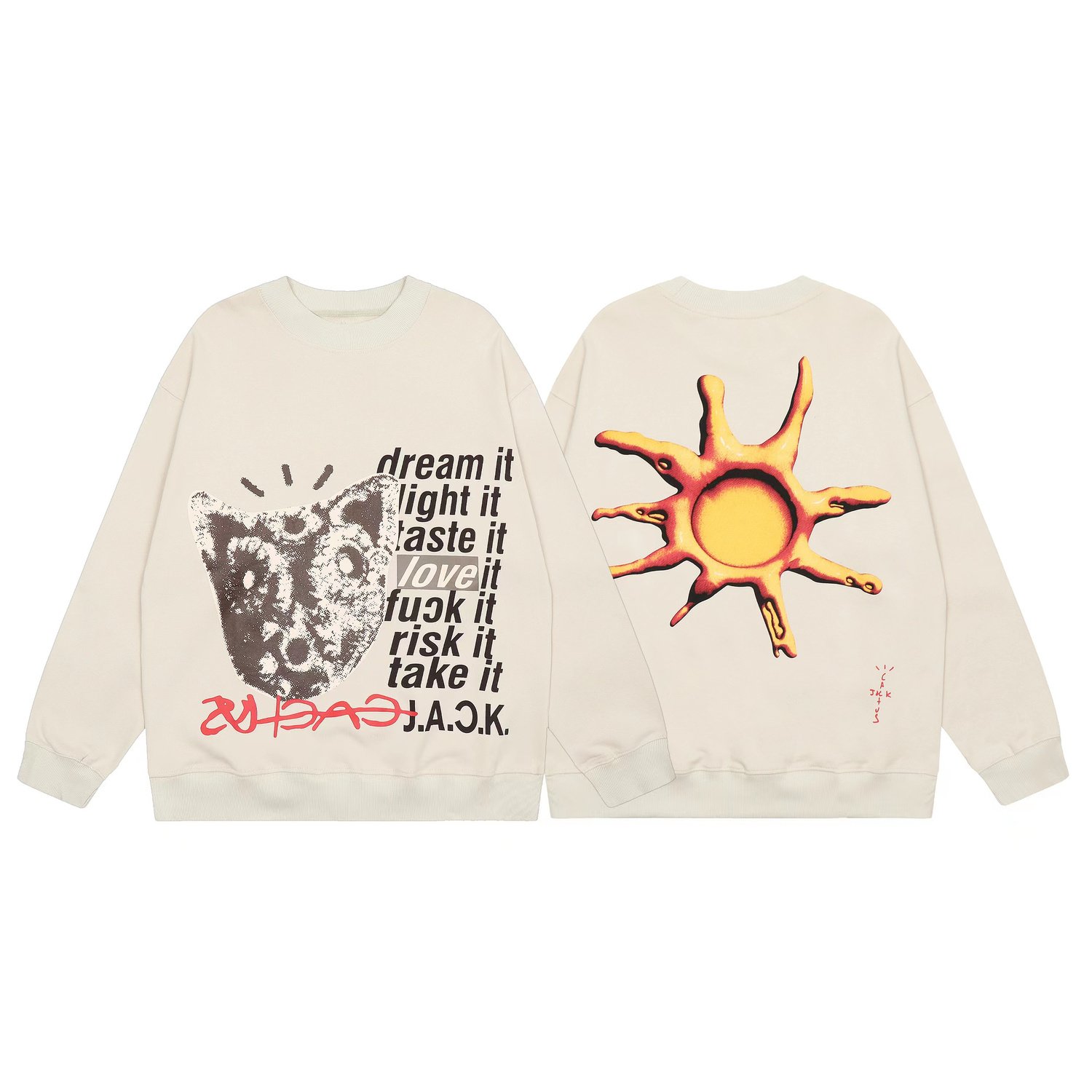 Travis Scott Cactus JACKDLTLFRT-Crewneck 圆领套头卫衣男女潮
