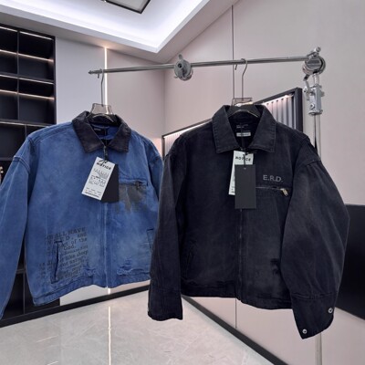现货ENFANTS RICHES DÉPRIMÉS FW22 插画湖水蓝底特律夹克外套