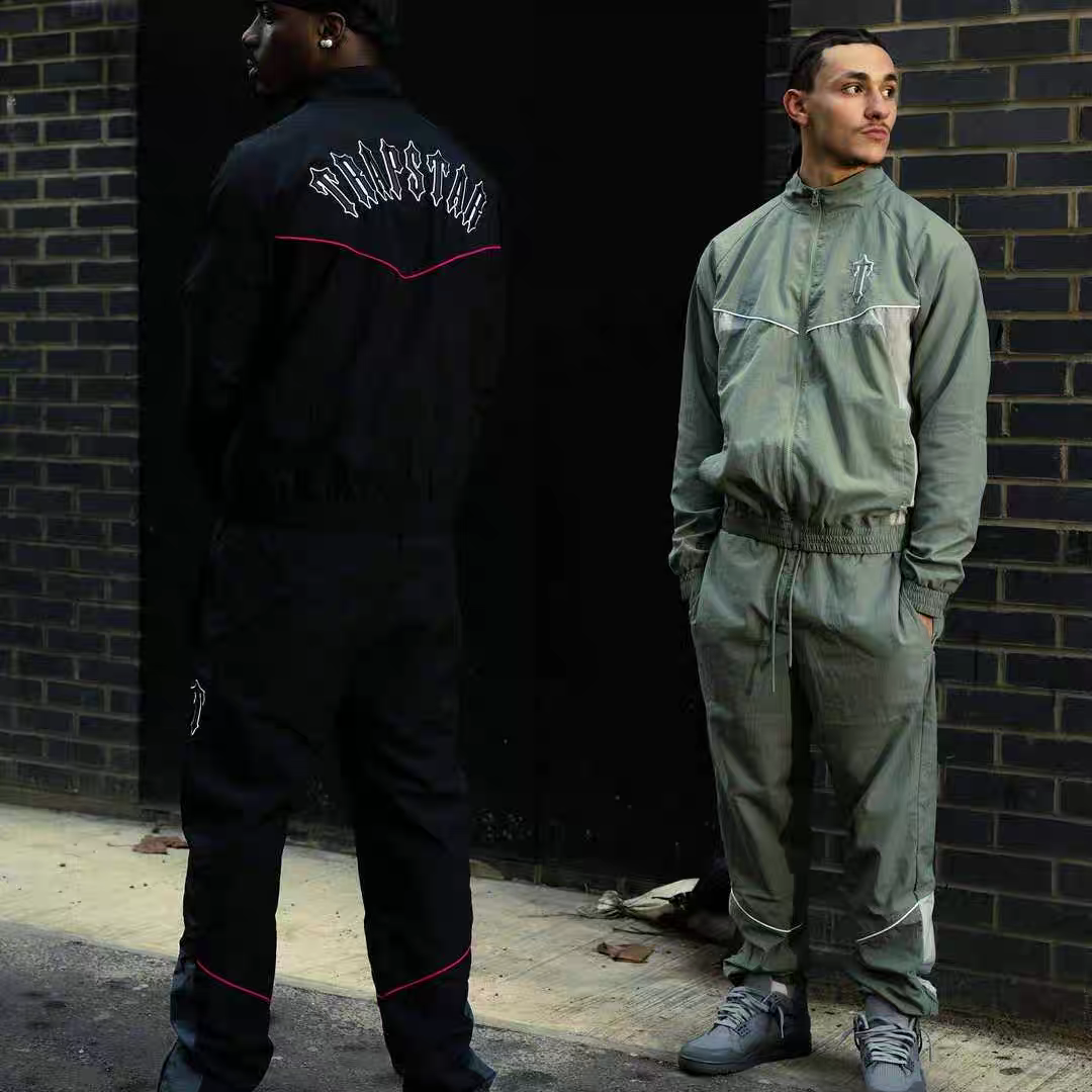 现货Trapstar刺绣拼色冲锋衣春秋季薄款夹克休闲外套裤子套装
