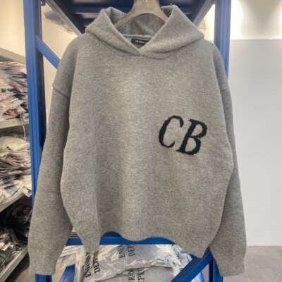 秋冬Cole Buxton极简CB字母提花针织帽衫男女宽松套头连帽毛衣