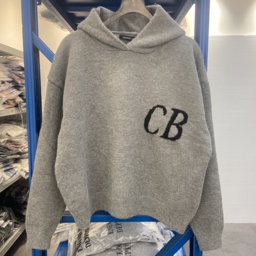 秋冬Cole Buxton极简CB字母提花针织帽衫男女宽松套头连帽毛衣