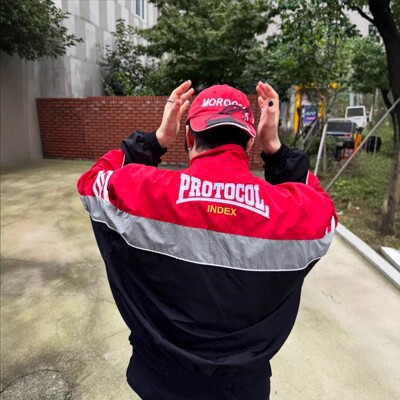 Protocol index 拼色条纹反光运动拉链立领夹克外套冲锋衣