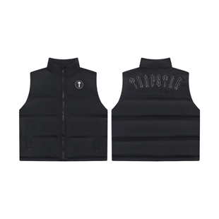 美式潮牌trapstar刺绣T徽章马甲棉服背心男女秋冬季ins无袖外套