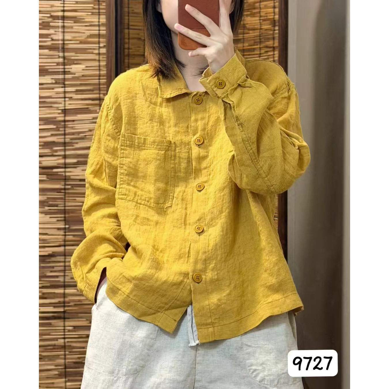 秋季文艺复古亚麻长袖衬衫女
