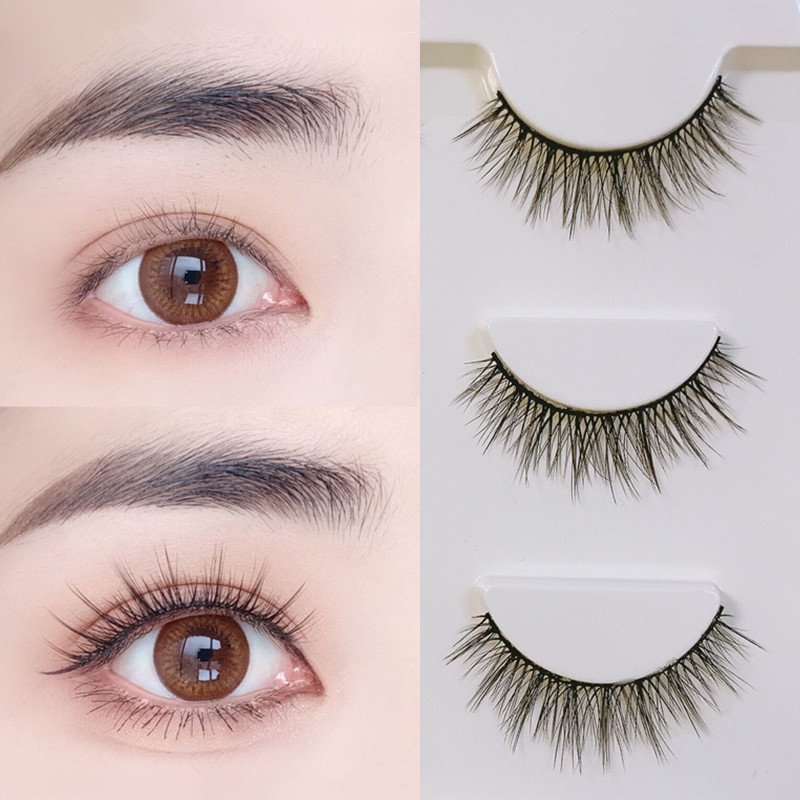 涵贝尔自然假睫毛欧美硬梗浓密初学者素颜仿真眼睫毛贴柔软交叉女