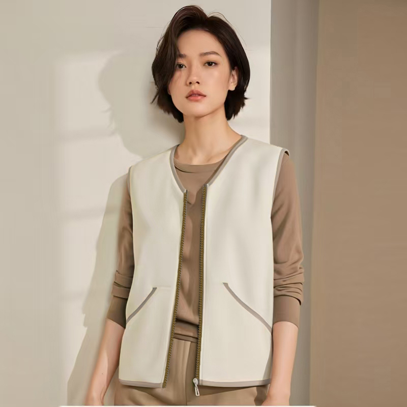 口袋羽绒服内搭纯色简约拉链