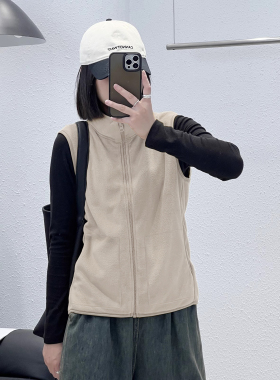 百搭女情侣款欧货冬季拉链双面叠穿立领时尚休闲9.24坎肩