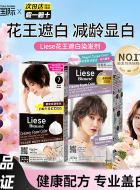日本花王泡泡沫染发剂Liese Blaune自然黑染膏遮盖白发补染纯植物