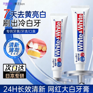 日本进口狮王white牙膏口气清新去黄牙垢洁净含氟家庭实惠装 家用