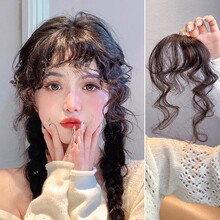 刘海假发片女自然前额美拉德空气假刘海无痕隐形俏皮羊毛卷发型