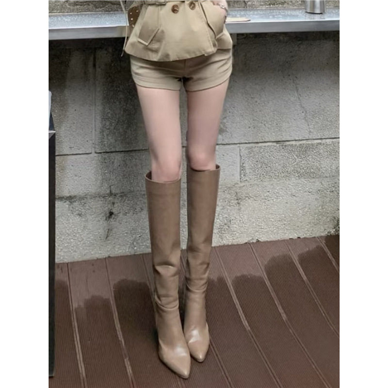 2026新款尖头高跟不过膝长靴女辣妹粗跟显瘦弹力高筒靴子骑士靴,女鞋,骑士靴,淘宝优惠券,粉丝福利购,淘宝优惠卷