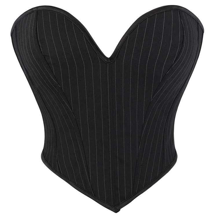 新款黑色条纹抹胸聚拢女士性感宫廷上衣亚马逊速卖通电商货源