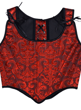 23509提花后绑带胸衣束身胸衣时尚外贸新款缎面束腰背心性感绑带
